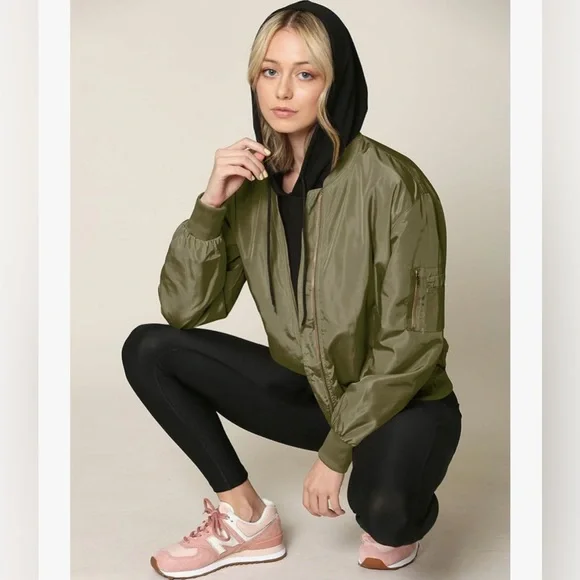 Classic Lightweight Jacket Multi Pocket Windbreaker Bomber Jacket -olive - Picture 4 of 6